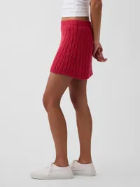 100% Cotton Cable-Knit Mini Skort - Chakra red — view 3