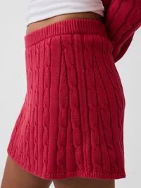 100% Cotton Cable-Knit Mini Skort - Chakra red — view 4