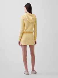 100% Cotton Cable-Knit Mini Skort - Maize yellow — view 2