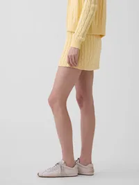 100% Cotton Cable-Knit Mini Skort - Maize yellow — view 3