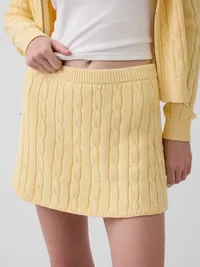 100% Cotton Cable-Knit Mini Skort - Maize yellow — view 4