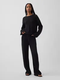 100% Cotton Crochet Relaxed Sweater - Basic black — view 5