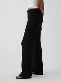 100% Cotton Crochet Sweater Pants - Basic black — view 3