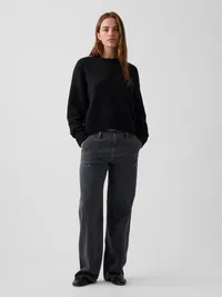 100% Cotton Oversized Crop Sweater - Basic black — view 2