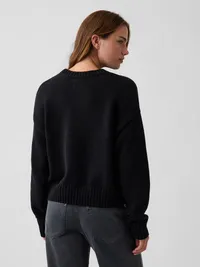 100% Cotton Oversized Crop Sweater - Basic black — view 3