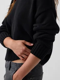 100% Cotton Oversized Crop Sweater - Basic black — view 4