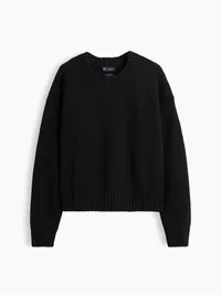 100% Cotton Oversized Crop Sweater - Basic black — view 5