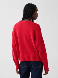 100% Cotton Oversized Crop Sweater - Modern red — view 3