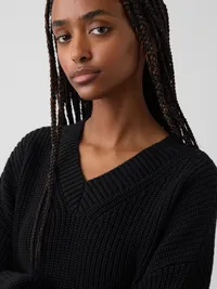 100% Cotton Oversized Shaker Sweater - Basic black — view 4