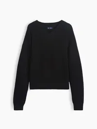 100% Cotton Oversized Shaker Sweater - Basic black — view 5
