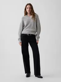 100% Cotton Oversized Shaker Sweater - Light heather grey — view 2