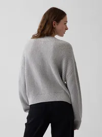 100% Cotton Oversized Shaker Sweater - Light heather grey — view 3