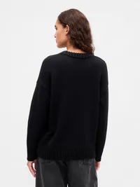 100% Cotton Oversized Sweater - Black — view 3