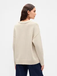 100% Cotton Oversized Sweater - Chino beige — view 3