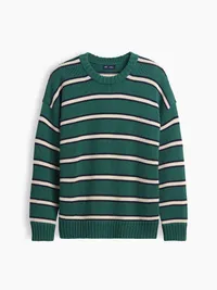 100% Cotton Oversized Sweater - Green stripe — view 5