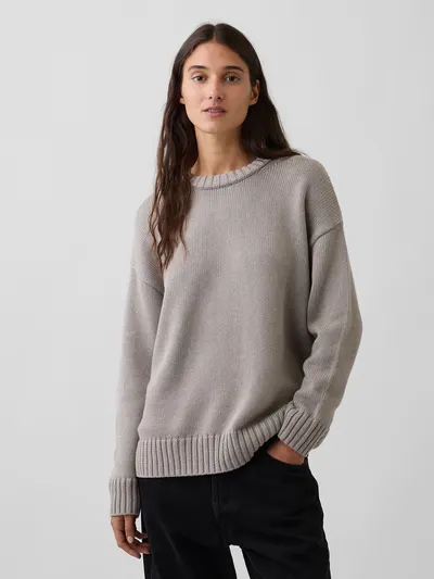 100% Cotton Oversized Sweater - Medium cool brown