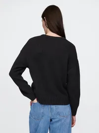 100% Cotton Relaxed Sweater - Black — view 2