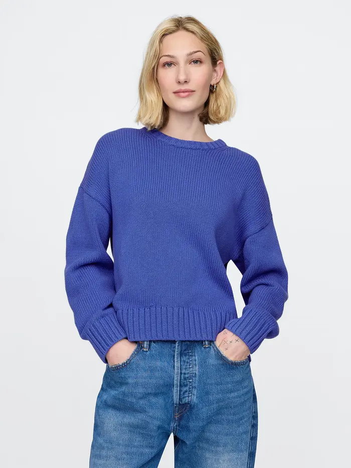 100% Cotton Relaxed Sweater - Dazzling blue