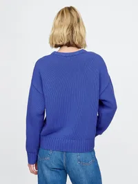 100% Cotton Relaxed Sweater - Dazzling blue — view 2