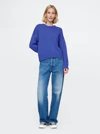 100% Cotton Relaxed Sweater - Dazzling blue — view 3