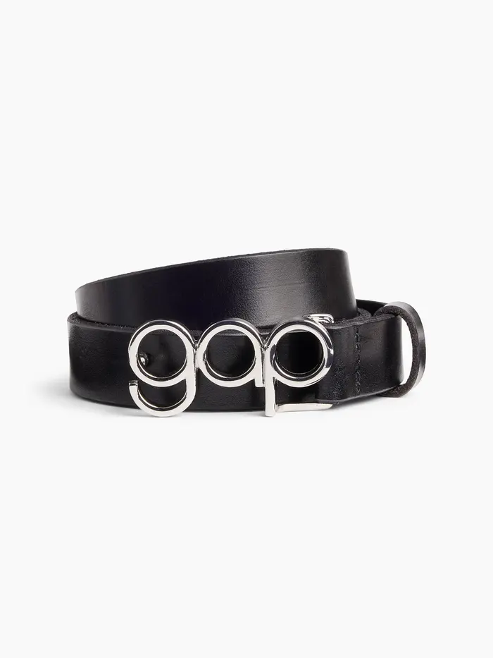 100% Leather Bubble Logo Belt - Black