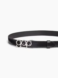 100% Leather Bubble Logo Belt - Black — view 3