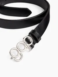 100% Leather Bubble Logo Belt - Black — view 4
