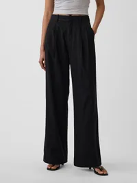 365 High Rise Linen-Blend Trousers - Basic black — view 2