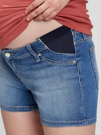 4" Maternity Inset Panel Denim Shorts - Medium wash — view 3