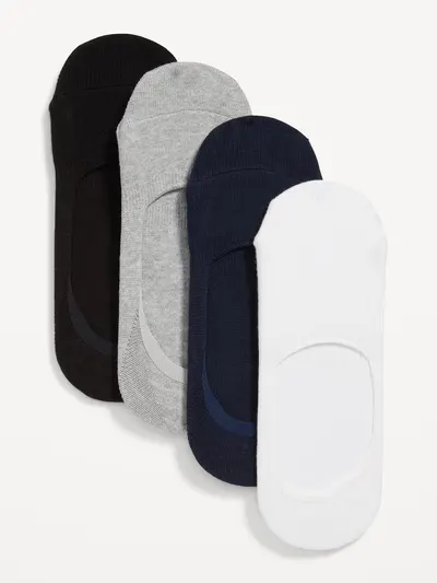 4-Pack No Show Socks - Black/Gray/White