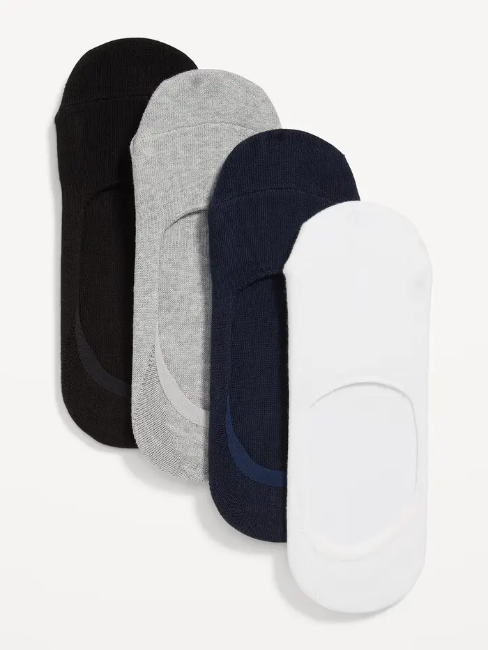 4-Pack No Show Socks - Black/Gray/White