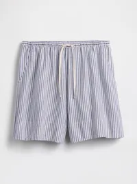 6" Linen-Blend Easy Shorts - Blue stripe — view 5