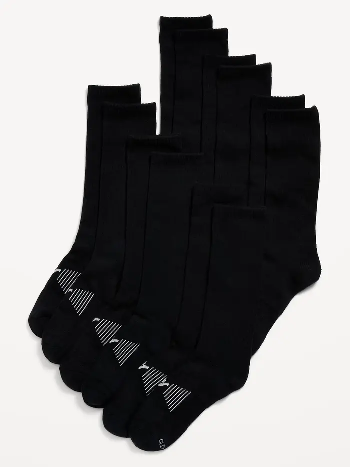 6-Pack Athletic Crew Socks for Men - Black Jack