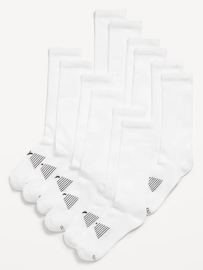 6-Pack Athletic Crew Socks for Men - White Combo