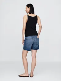 7" Maternity Full Panel Denim Bermuda Shorts - Medium indigo — view 2