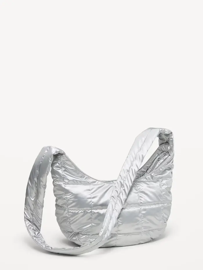 Active Puffer Crossbody Bag - Silver