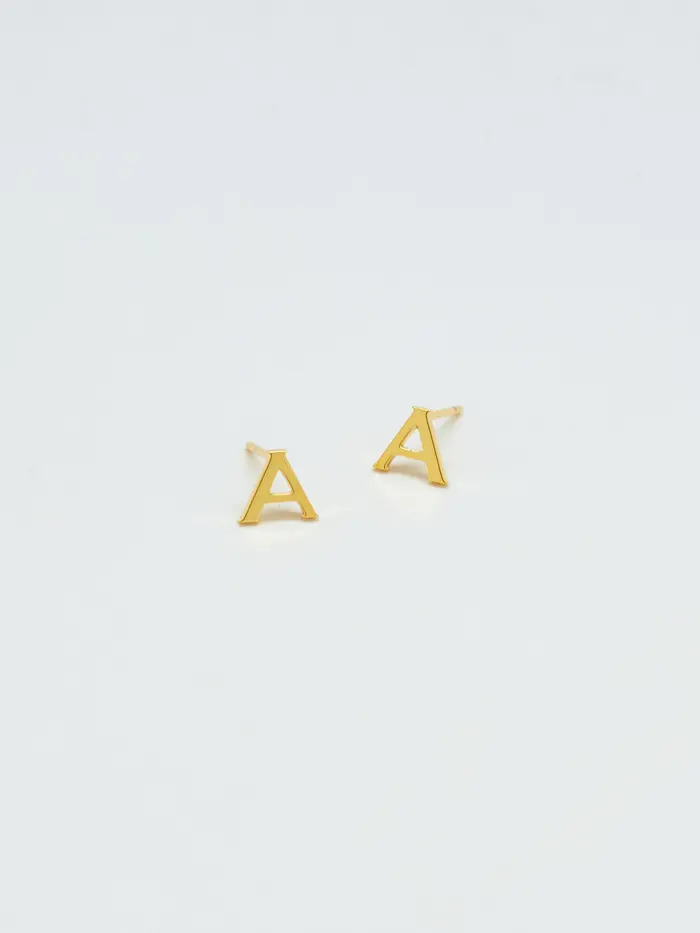 Admiral Row Gold Initial Earrings - A