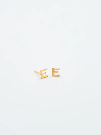 Admiral Row Gold Initial Earrings - E