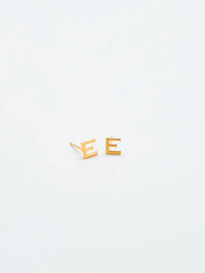 Admiral Row Gold Initial Earrings - E