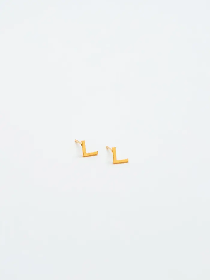 Admiral Row Gold Initial Earrings - L