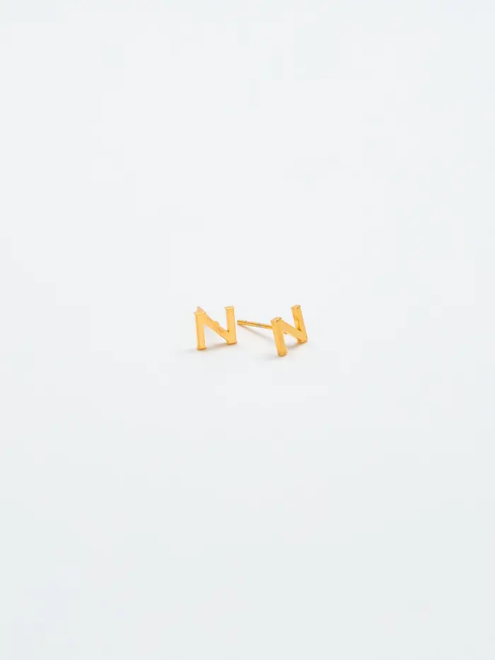 Admiral Row Gold Initial Earrings - N