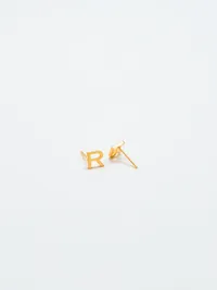 Admiral Row Gold Initial Earrings - R — view 2