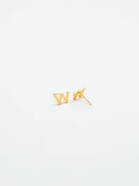 Admiral Row Gold Initial Earrings - W — view 2