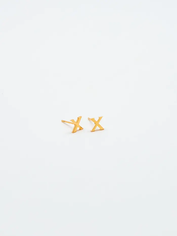 Admiral Row Gold Initial Earrings - X
