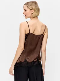 Asymmetrical Lace-Trim Cami Top - Earthen — view 2