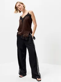 Asymmetrical Lace-Trim Cami Top - Earthen — view 3