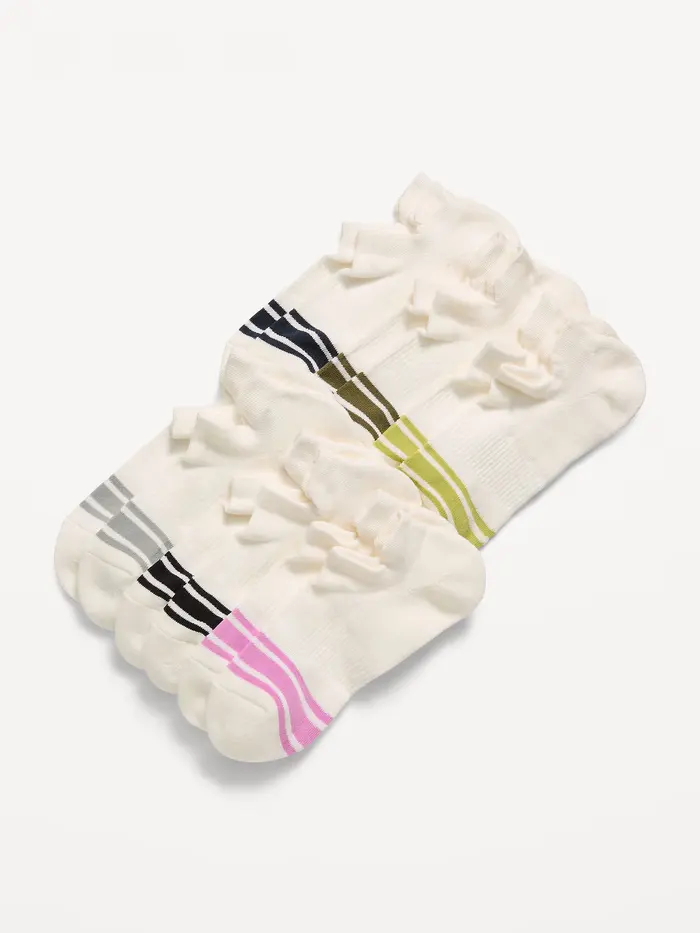 Athletic Ankle Socks 6-Pack - White Multi Stripe