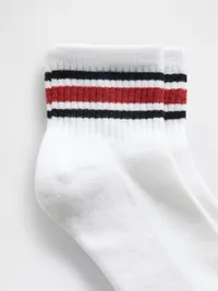 Athletic Quarter Crew Socks - BARN RED — view 2
