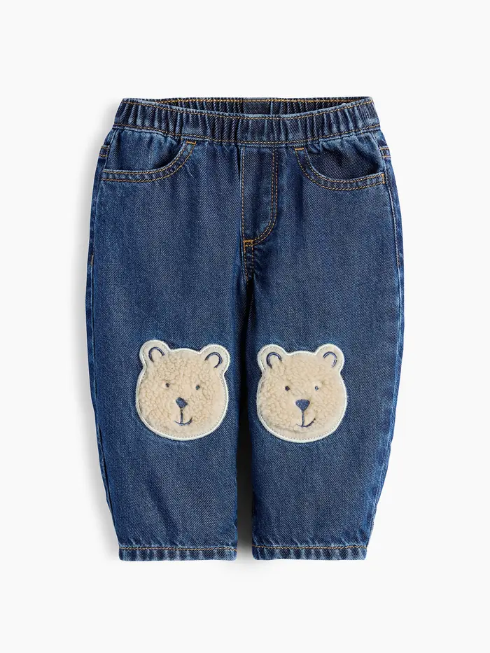 Baby Brannan Bear Patch Pull-On Jeans - Medium wash