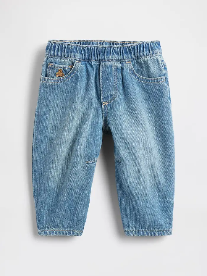 Baby Pull-on Barrel Jeans - Blue medium wash